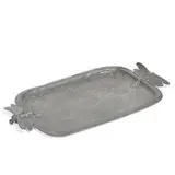 Kayserzinn, dragonfly handled tray with water lily and rippled water motif, #4188, Germany