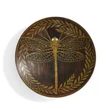 Erhard & Söhne, footed round tray with inlaid dragonfly and leafy branch decoration, Germany