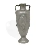 Kayserzinn, large two-handled vase decorated with herons, irises and lily pads, #4230, Germany
