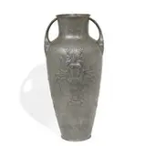 Kayserzinn, large two-handled vase decorated with spiny lobsters, crabs and blooming broadleaf arrowheads, #4269, Germany