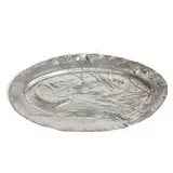 Kayserzinn, large oval serving tray with fishing motif including sturgeons and crayfish near a fish net, Germany