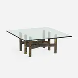 Paul Evans, coffee table, 1967, painted and enameled steel, glass
