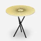 Piero Fornasetti, Sun occasional table, c. 1965, lithographic transfer print on lacquered wood, rubberized steel