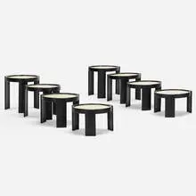 780 nesting tables, set of two by Gianfranco Frattini, 1966, lacquered wood, laminate, sold Apr 2020