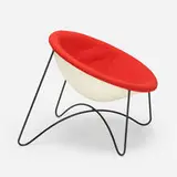 Modern, lounge chair, c. 1950, lacquered fiberglass, upholstery, enameled steel