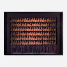 Rosamond Berg, Dust From January, 1983, mixed media box construction with wood, fabric and string
