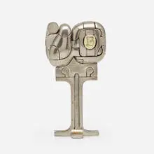 Cristina by Miguel Berrocal, 1969-1970, nickel-plated zamak, enameled brass ring, sold Apr 2020