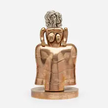 La Menina II and Portrait de Michele by Miguel Berrocal, brass, chrome-plated brass, enamel; nickel-plated Zamak, gold-plated brass, enamel, cubic zirconia, sold Apr 2020
