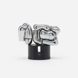 Mini Maria by Miguel Berrocal, 1968-69, chrome-plated zamak, brass, rhinestone, sold Apr 2020