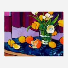 Angus Wilson, Small Study of Lemons with Tulips, c. 2015, acrylic on board