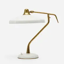 Oscar Torlasco, table lamp, c. 1960, enameled metal, brass