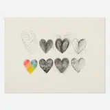 Jim Dine, Hearts and a Watercolor, 1969, etching and watercolor on Chrisbrook handmade paper