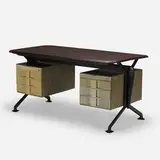 Studio Bbpr, Arco desk from the Spazio collection, c. 1960, enameled steel, molded plywood, plastic