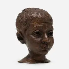 Jacob Epstein, Head of a Boy, c. 1950, patinated bronze