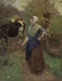 Gaylord Truesdell, Leading the Cattle, 1897, oil on canvas