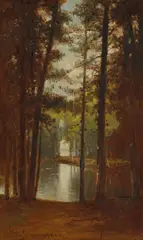 Benjamin Champney, Reflections of Birch Trees, oil on panel