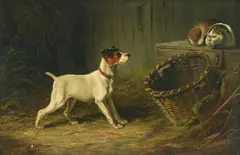 Cornered by Arthur Fitzwilliam Tait, 1887, oil on canvas, offered Aug 2006