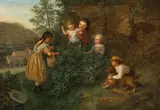 Discovering the Birds Nest by Enoch Wood Perry, Jr., oil on canvas, sold Aug 2006