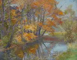Autumn Reflections by American School, oil on canvas, sold Aug 2006