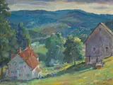 Howard Logan Hildebrandt, Hillside Homes, oil on canvas board