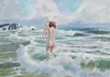 John Whorf, Nudes Wading in the Surf