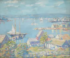 Daniel P. Brinley, Summer Sailing, oil on canvas on board