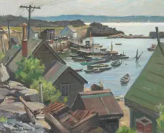 Junius James Allen, Cape Anne Boat Basin, oil on canvas