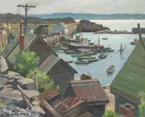 Junius James Allen, Cape Anne Boat Basin, oil on canvas