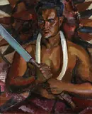 Robert Lee Eskridge, Hawaiian Man Holding a Machete, oil on canvas on board