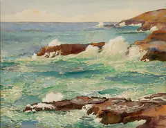 Crashing Waves by Joseph Henry Sharp, watercolor on paper, sold Aug 2006