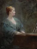 William F. Allan, Woman at the Piano, oil on canvas