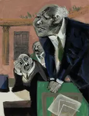 William Gropper, Senate Speech, mixed media on paper