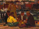 Theresa Bernstein, Gloucester Fishermen, oil on board on panel