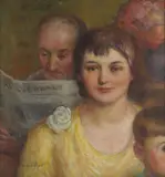 Jaroslav Brozik, A Family Glimpse, oil on canvas on board