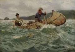 Philip Russell Goodwin, Trappers in a Canoe, oil on canvas
