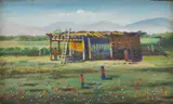 Elbridge Ayer Burbank, Pima Indian Home at Sacaton, Arizona, oil on canvas on board
