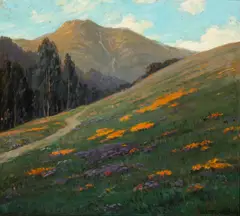 Jean Jacques Pfister, Mt. Tamalpais with Poppies, oil on canvas