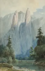 Chris Jorgensen, Cathedral Spires, Yosemite, watercolor on paper on board