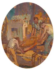 Men at Work by Alson S. Clark, oil on board, sold Aug 2006