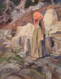 Carl Oscar Borg, A Peasant Woman Fetching Water