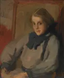 Geneve Rixford Sargeant, A Portrait of a Girl in a Gray Dress, oil on canvas