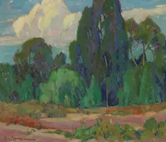 Landscape with Eucalyptus Trees by Paul Lauritz, oil on canvas, sold Aug 2006