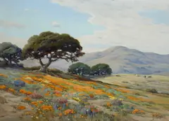 Angel Espoy, California Lupines and Poppies, oil on canvas