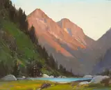 Alfred R. Mitchell, Sun Glow, thought to be Mineral King, Kings Canyon