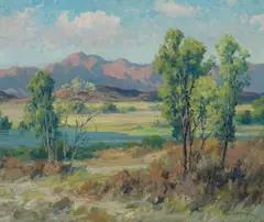 Summer Stream with Distant Mountains by Maurice Braun, oil on canvas, sold Aug 2006