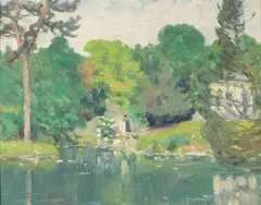 Pool, Versailles (No. 1011) by William Posey Silva, oil on canvas on board, sold Aug 2006