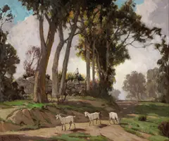 Fitch Fulton, Grazing Goats, oil on canvas