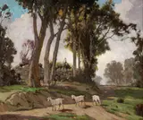 Fitch Fulton, Grazing Goats, oil on canvas