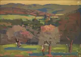 View Across an Orchard by Society of Six School, oil on canvas on board, offered Aug 2006