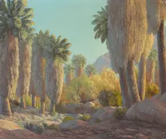 John W. Hilton, Palm Canyon, oil on masonite